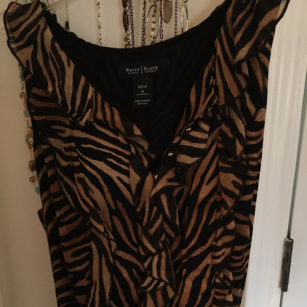 Black white market silk dress